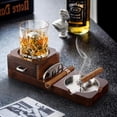 thumbnail image 3 of Cigar Ashtrays, Whiskey Glass Tray and Wooden Ash Tray Detachable Outdoor Ashtray for Cigarettes, Gift Set with Cigar Cutter, Great Decor for Home Office Gifts for Men, 3 of 7