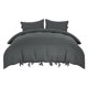 thumbnail image 1 of Duvet Cover Set 3 Piece Solid Color Bedding Set, 110gsm Polyester Microfiber Quilt Cover with Bow Tie Closure,Include 2 Pillowcases(No Duvet) Queen Dark Gray Unique Bargains Juego de Edredón Funda, 1 of 6