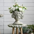 thumbnail image 3 of Classic Greek Grey Lady Indoor Outdoor Cement Head Planter Indoor Outdoor Home Garden Decor, D7 x 11" (Gray), 3 of 7