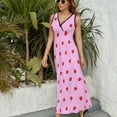 thumbnail image 6 of Red Strawberry Love Pattern Polka Dots Sleeveless Dress Dresses Women Summer Evening Dresses Ladies Bohemia Long Dresses, 6 of 9