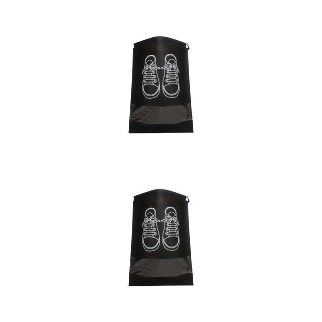 Matsuzay Bolsa de zapatos con cuerda Bolsa a prueba de polvo Bolsillo de tela no tejida Bolso portátil Organizador de zapatos Bolsas de viaje Negro 2piezas