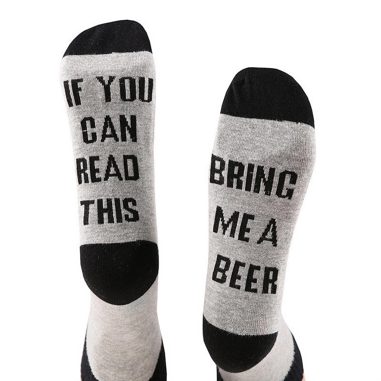 Women Men If You Can Read This Bring Me a Beer Printed Sock Wine Socks Funny 