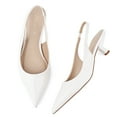 thumbnail image 2 of JENN ARDOR Women's Low Slingback Heels Strap Pump Pointed Toe Comfortable Formal Party Wedding Dress Shoes White, 2 of 16