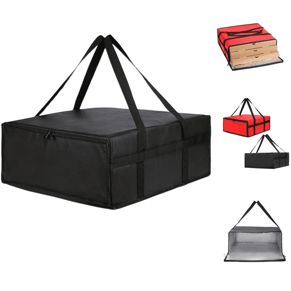 Pizza Bags for Delivery 20x20x6 Inch Insulated Non Woven Cloth Pizza Delivery Bag with Zipper Closure & Handle for Outdoor