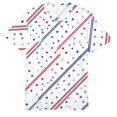 thumbnail image 6 of Men's American Flag T-Shirt Cotton-Like Stretch Jersey Patriotic Short Sleeve Crew Neck Tee Wave Art Blue XL, 6 of 6