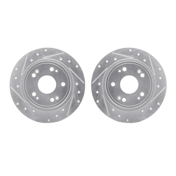 Dynamic Friction Company Rear Brake Rotors-Drilled and Slotted-Silver 7002-59046