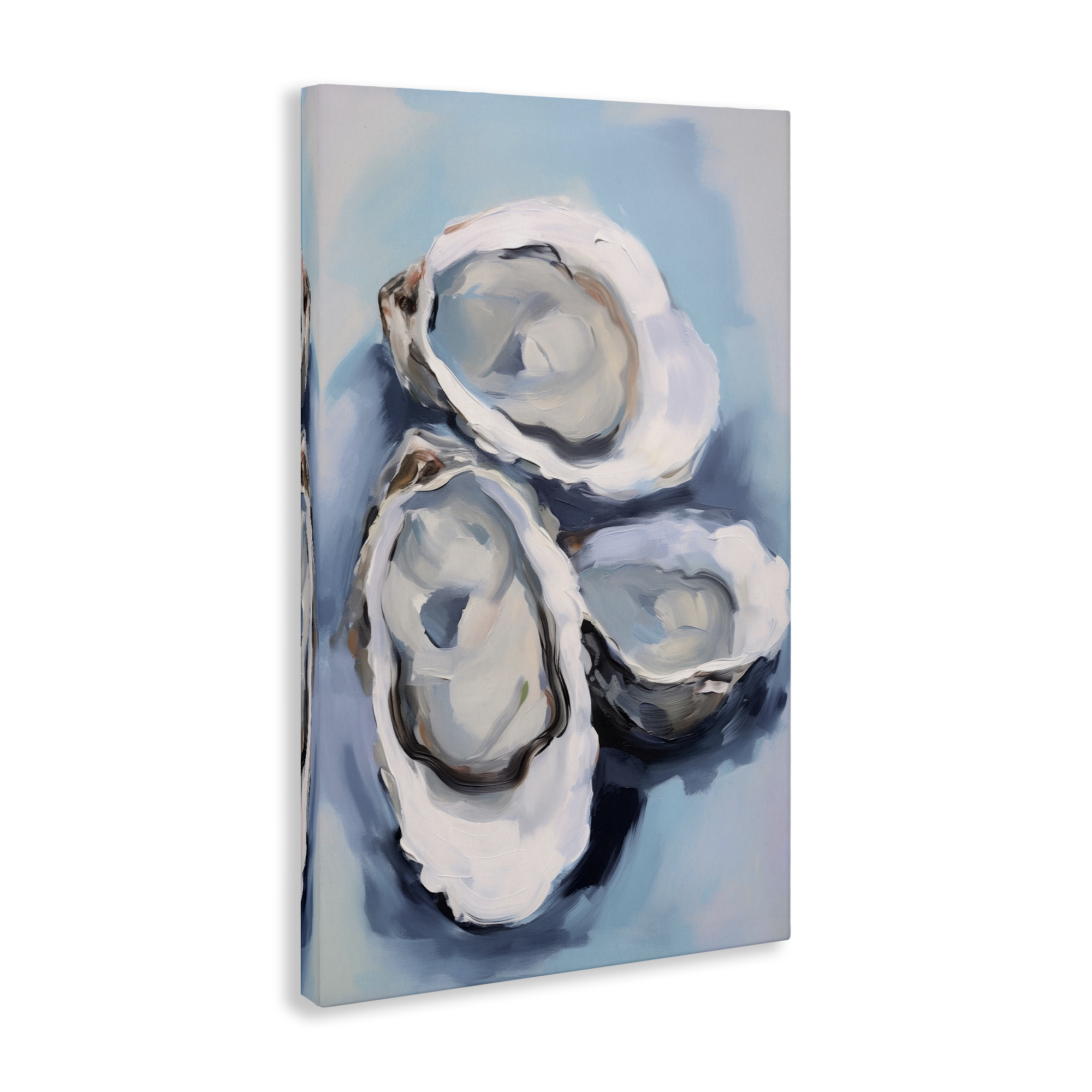 Stupell Industries Three Oyster Seashells Animals & Insects Painting Gallery Wrapped Canvas Art Print Wall Art, 16 x 24