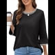 thumbnail image 2 of Blusas de 3/4 para Mujer, Elegantes, Informales, con Cuello Redondo, Holgadas y A , para Negro XL, 2 of 8