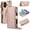 Rosegold, variant on for iPhone 16 Wallet Case, Multi-Functional Purse Case with Card Holders Zipper Pocket, RFID Blocking Full Body Case, Shoulder Strap Wristband Crossbody Cover for iPhone 16, Rosegold