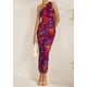 thumbnail image 4 of Vestido PRETTYGARDEN XL de un Hombro con Fruncido Floral Azul Marino y Rojo, 4 of 7