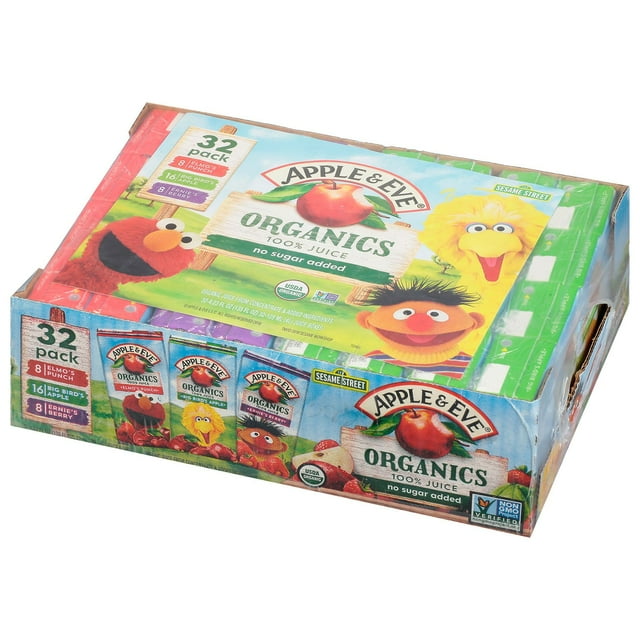 Apple & Eve Sesame Street Organic 100% Juice Variety Pack, 125 ml., 32 pk.