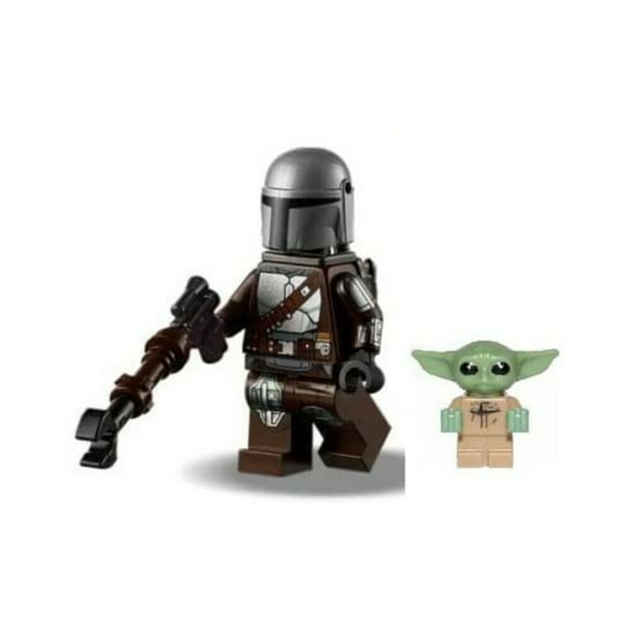LEGO Star Wars: Mando Minifig and Grogu Combo - Silver Beskar Armor - Din Djarin The Mandalorian