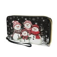 thumbnail image 2 of Jeiento Christmas Women's PU Leather Zip Around Wallet Xmas Snowman Large Phone Holder Clutch Travel Purse Wristlet, Black, 2 of 7