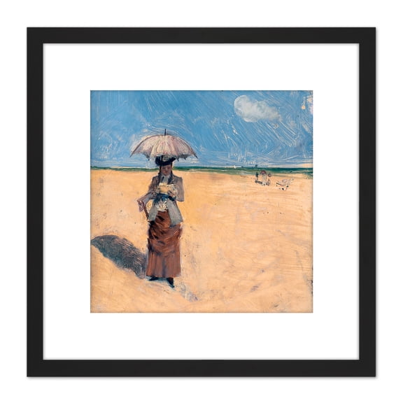 Jean Louis Forain Walk In The Sun C1880 Painting 8X8 Inch Square Wooden Framed Wall Art Print Picture with Mount