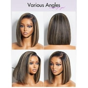 LUVME 12 HAIR Ombre Blonde Highlight Silky Straight Glueless Pre Cut Lace Bob Wig for Women