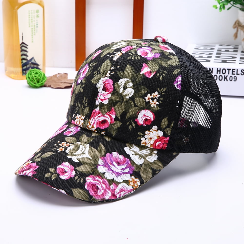 Women Hat s Mesh Baseball Cap Female Floral Printed Hat Leisure Visor ...