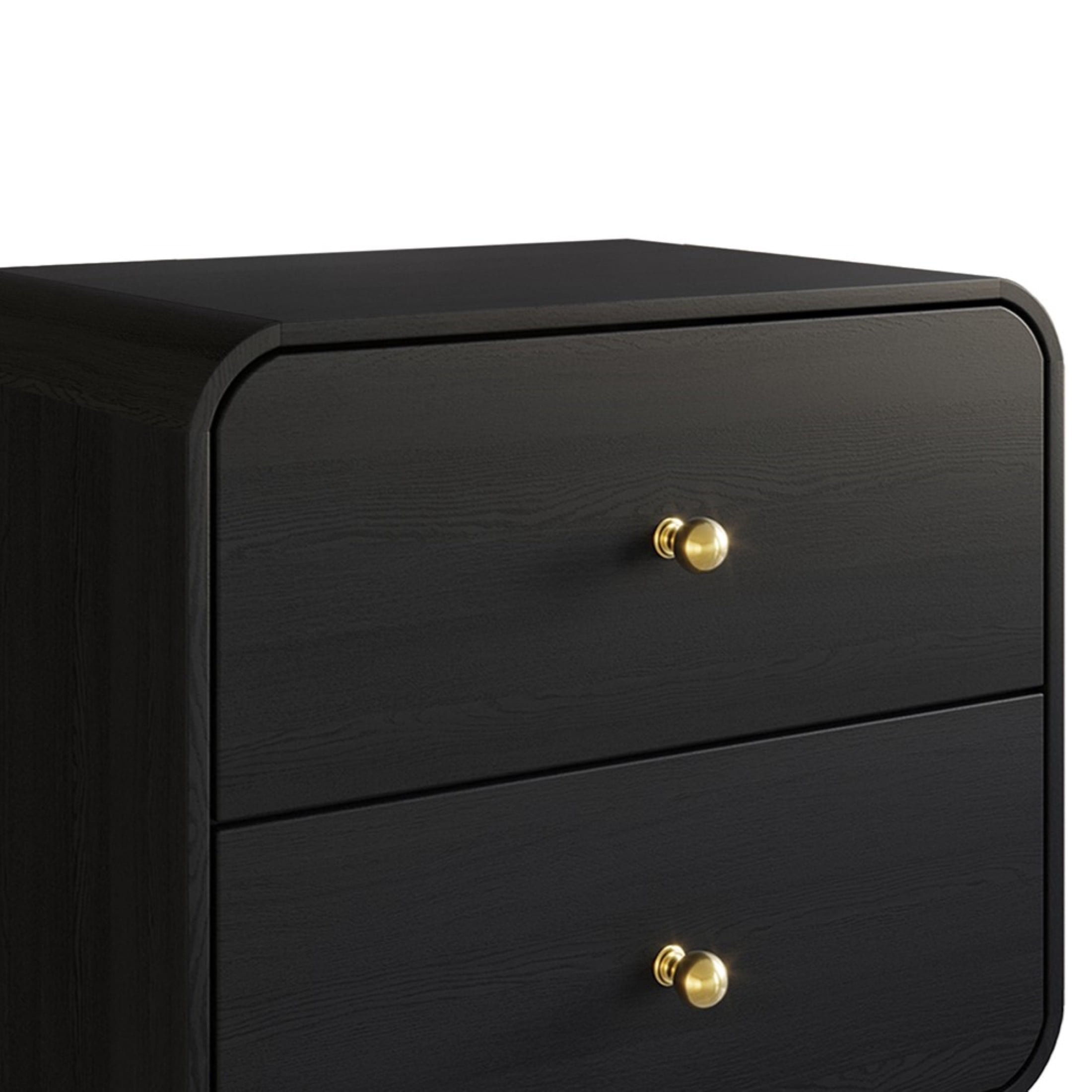 Castle Place Mid-Century 2 Drawer Wooden Nightstand, Black
