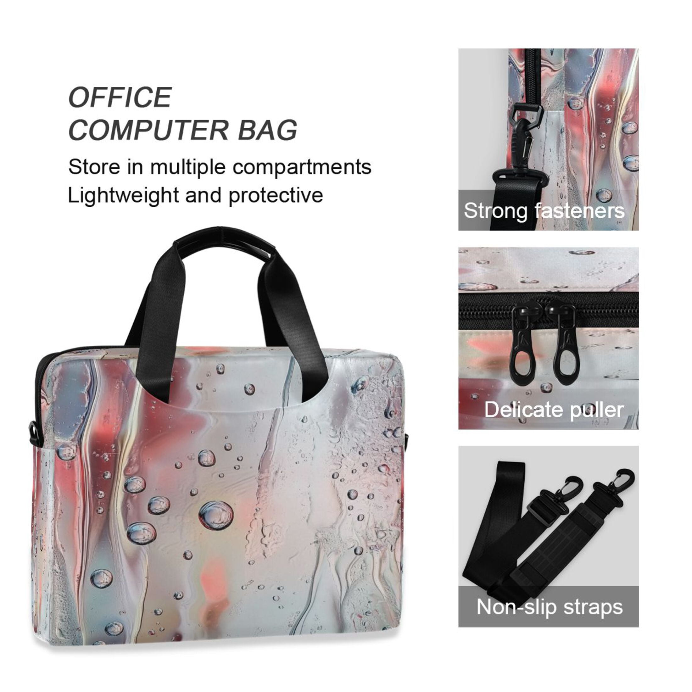 16" Laptop Tote Bag Laptop Sleeve Case Computer Briefcase for Work & Travel Liquid Metal and Water Painting