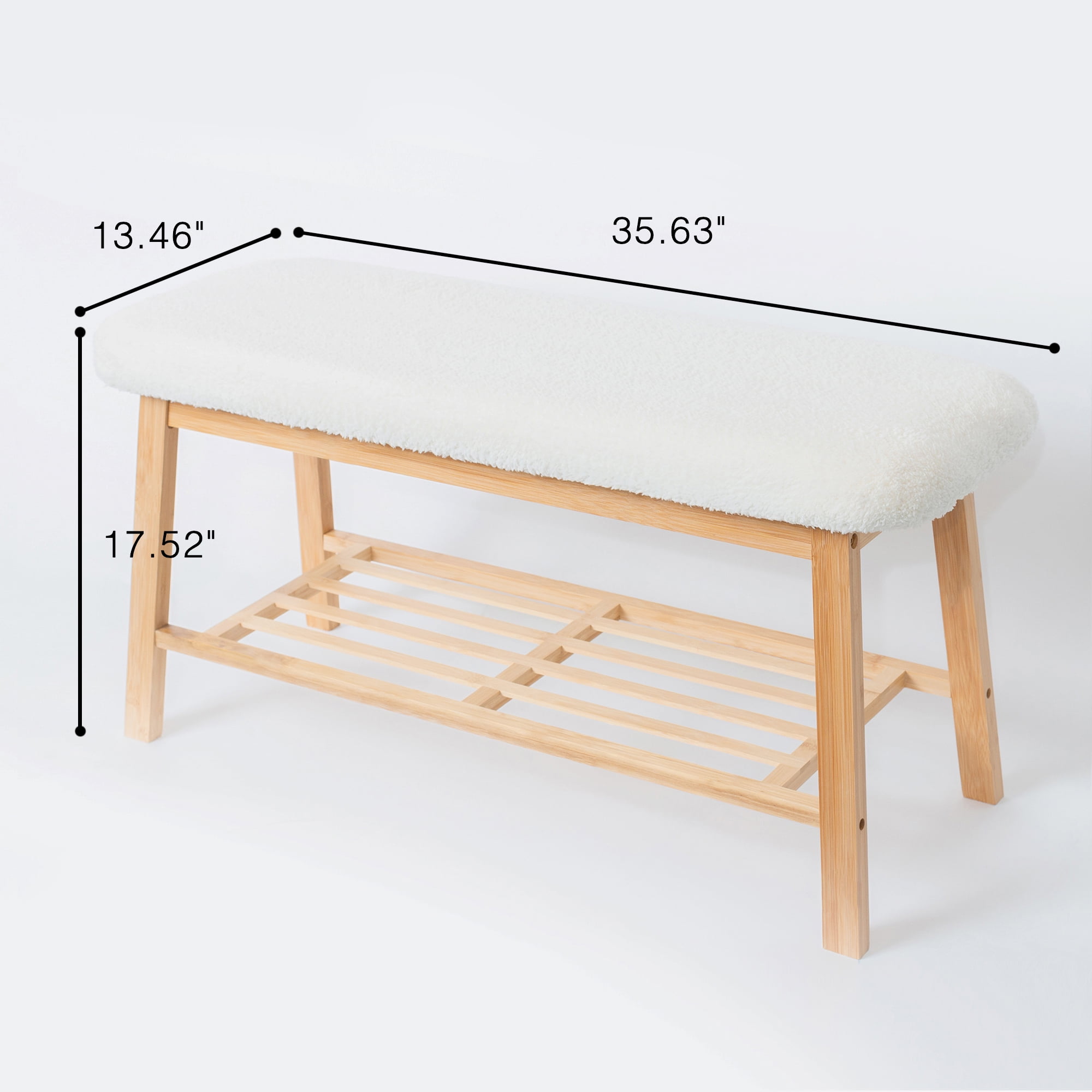 Tufted Fabric Bench Ottoman Bench, White