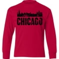 thumbnail image 3 of Inktastic Chicago Skyline Grunge Long Sleeve Youth T-Shirt, 3 of 5