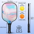 thumbnail image 3 of Pickleball Paddles Set Of 1, Fiberglass Surface, Turquoise Marble Pattern, 1 Paddle, 2 Balls & Bag, 3 of 5