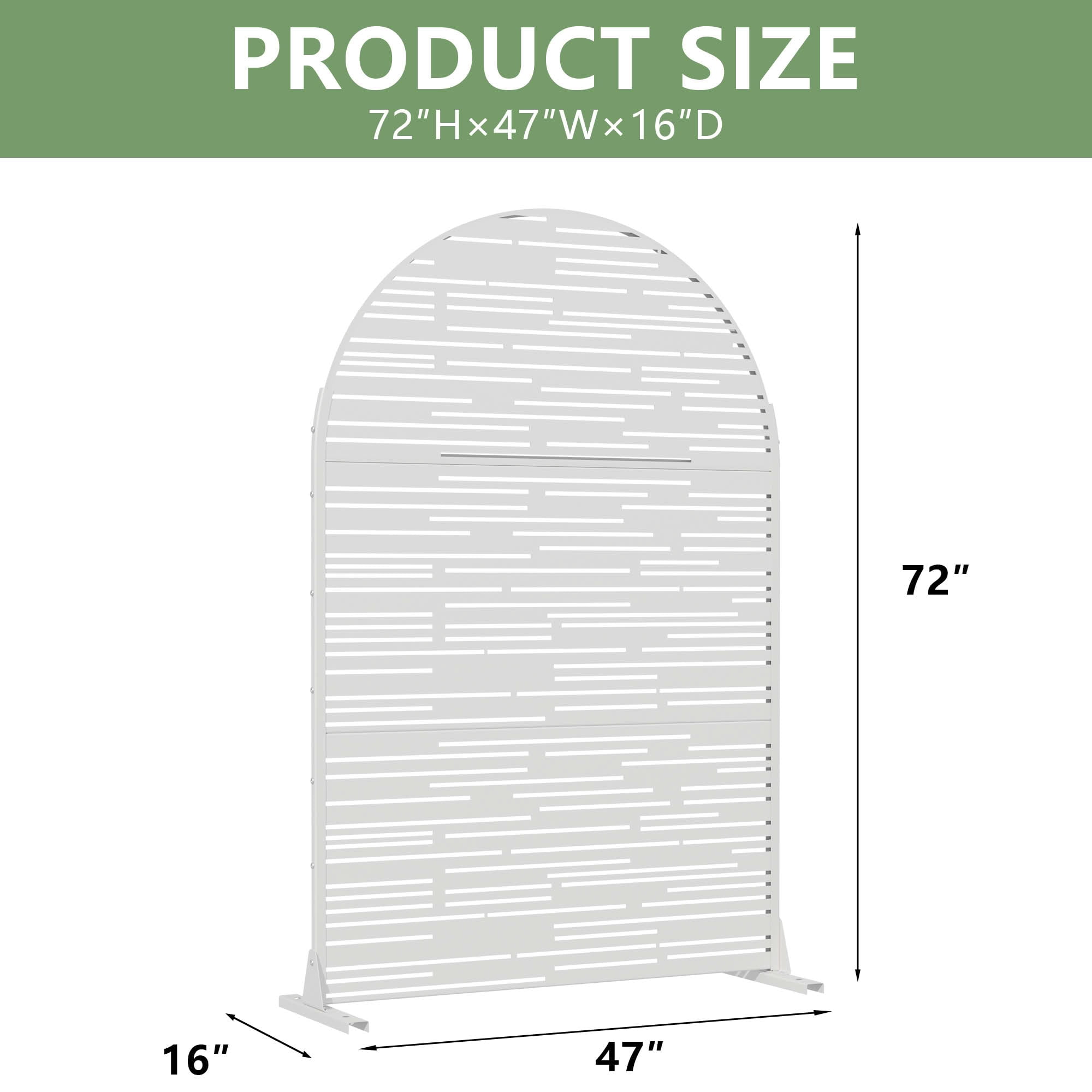 MAYEERTY Outdoor Metal Privacy Screen 6ft × 4ft White, 3-Panel Light & Shadow Pattern, Rust-Resistant for Garden