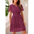 thumbnail image 4 of Wrongduck Women's Hollow Out Lace Dress 2026 Summer V Neck Mini Dress Short Sleeve A Line Vacation Party Outfit, 4 of 16