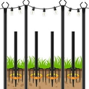 4 Pack String Light Poles, Outdoor String Light Pole 10ft Forked Metal Light Pole with Adjustable Outdoor Light Stand, Deck, Backyard, Garden, Wedding, Rustproof and Sturdy with Hooks
