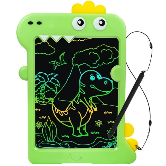 KiddiTouch LCD Writting Tablet for Kids 10 Inch Dinosaur Erasable Doodle Board Mess Free Drawing Pad for Boys Educational Toys Birthday Gift(Green)