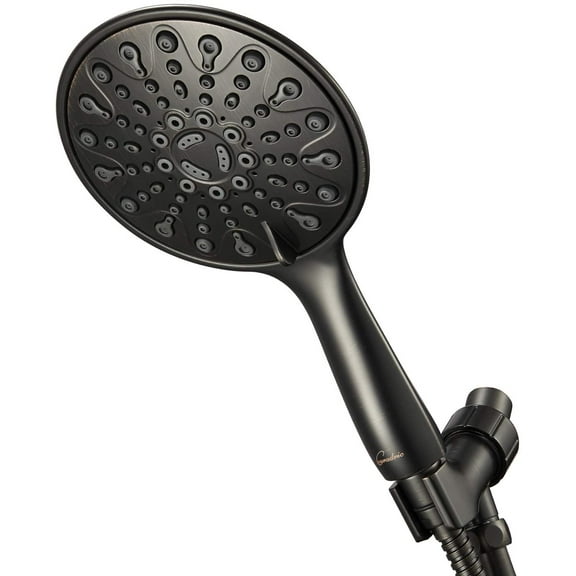 SAMODRA Handheld Shower Head, 6" Oil-Rubbed Bronze Face 6 Spray Setting Shower Head with High Pressure, Brass Swivel Ball Mount and Extra Long Flexible Stainless Steel Hose