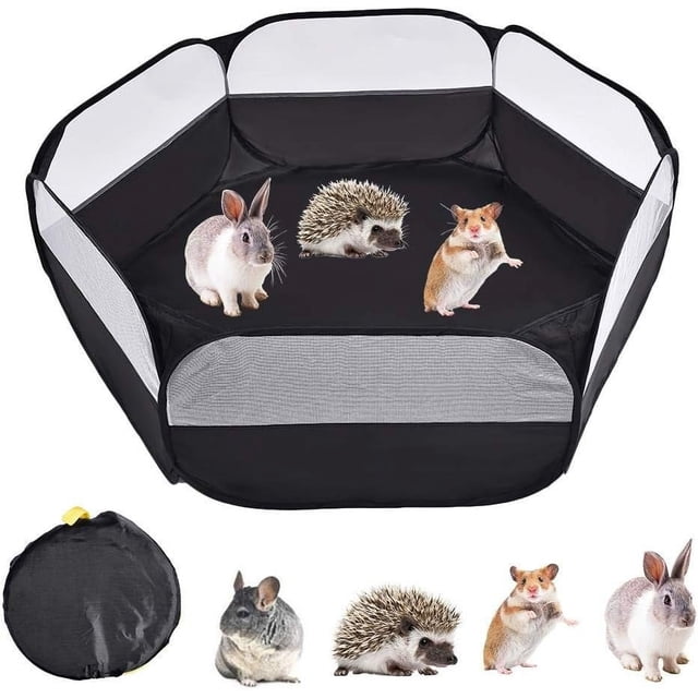 Parque para mascotas, corrales plegables portátiles para animales pequeños, tienda de campaña, valla de ejercicio transpirable y transparente para conejillos de indias, chinchillas, erizos,