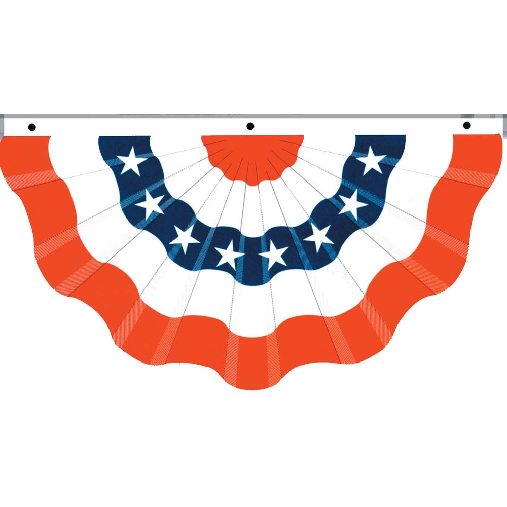 Patriotic USA American Pleated Fan Flag Bunting Embroidered 210 D 3 x 6
