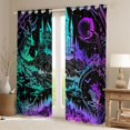 thumbnail image 2 of Manfei Gothic Fantasy Castle Blackout Curtains Set of 2 (52x84 Each),Vintage Floral Stars Curtain,Blue Black, 2 of 6