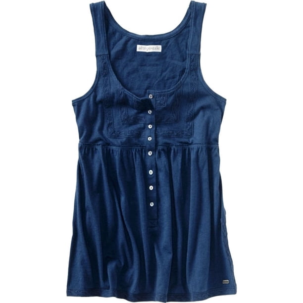 Aeropostale - Camiseta sin mangas con encaje para mujer, color azul, XS