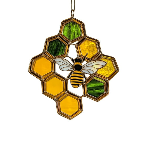 Bee Suncatcher Ornament Acrylic Window Decoration, Creative Lighting Craft Pendant Home Decoration Hanging