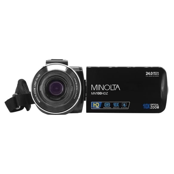 Open Box Minolta MN100HDZ 1080p Full HD/24 MP Digital Camcorder with 10x Optical Zoom