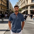 thumbnail image 6 of JoveMarine Mens Short Sleeve Button Down Shirts Breathable Fabric Casual Everyday Comfort Top,Dark Blue L, 6 of 8
