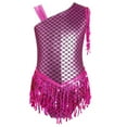 thumbnail image 2 of Kaerm Girls Latin Dance Bodysuit Fish Scale Tassel Dancewear Gymnastics Leotard Athletic Tank Tops Hot Pink 10, 2 of 4