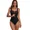 black, variant on ATTRACO One Piece Swimsuit Women Color Contrast U Collar Bathing Suit Sexy Monokini Swimwear S-XL