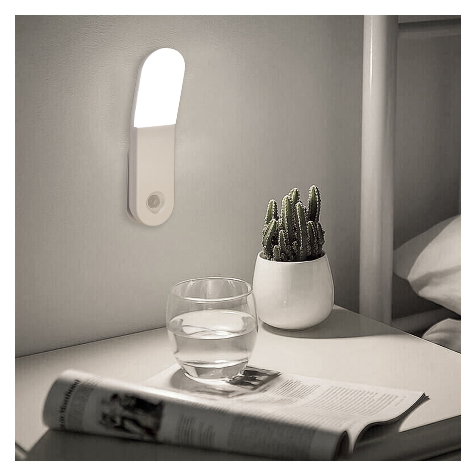 Wireless Motion Sensor Night Light Wall Lamp USB Rechargeable LED Cabinet Light Kitchen Bathroom Hallway Stair Wardrobe Lighting ,Picture Lights for Wall