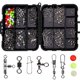 thumbnail image 5 of Kit de 141 piezas de eslabones giratorios de pesca, aparejos de pesca con broches, conector de línea enrollable Estuche negro, 5 of 9