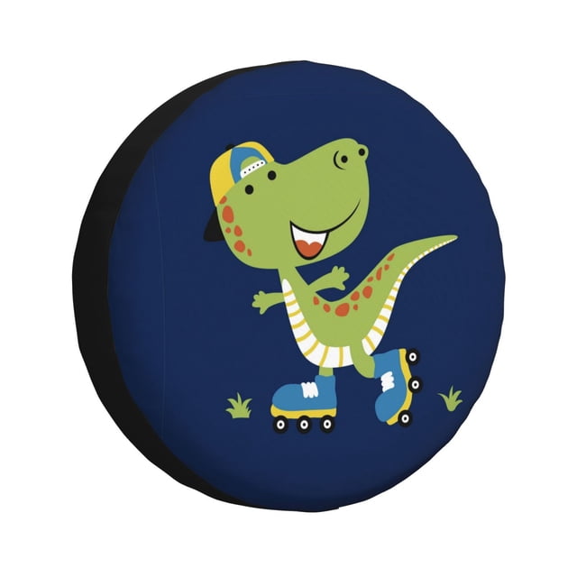 Balery Dino Playing Roller Skate Cubiertas para Neumáticos - Protector Resistente para Neumáticos de Camioneta, SUV, Remolque, Camper y RV-15 inch