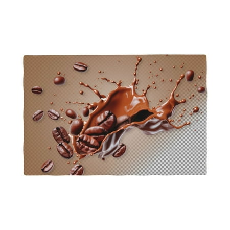 

Table Placemats Set of 4 - Coffee Beans Chocolate Splash 12x18 In Faux Linen Double Heat Resistant Place Mats Cloth Indoor/Outdoor Placemats Washable Table Mats for Dining Kitchen Party