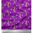 thumbnail image 1 of Soimoi Purple Poly Georgette Fabric Eyes & Artistic Tree Print Fabric by the Yard 52 Inch Wide, 1 of 3