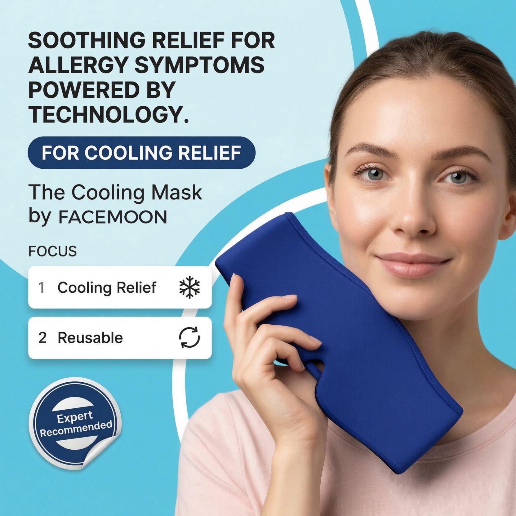 FACEMOON Reusable Gel Eye Mask, Compress for Puffy Eyes & Dark Circles, Travel-Friendly