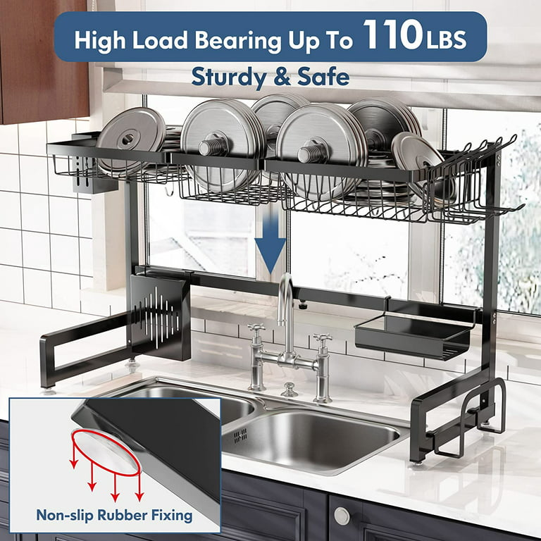  HOWDIA Over The Sink Dish Drying Rack, 2-Tier Stainless Steel  Large Over The Sink Dish Rack with Utensil Holder Dish Drainers for Kitchen  Counter