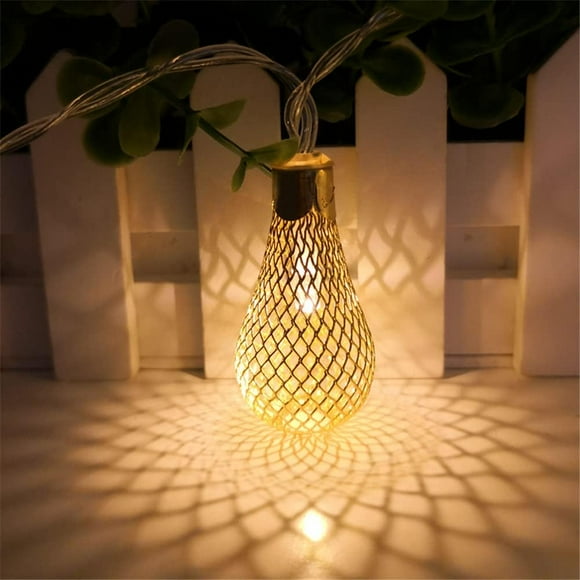 FYBTO Wrought Iron Hollow Water Drop Lantern String Lights Hanging Light Christmas Lights Outdoor Indoor Waterproof Decorative Fairy Light for Patio Garden Balcony Hall Corridor-0625