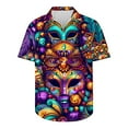 thumbnail image 5 of BiZtdJrK Mardi Gras T Shirts for Men, Fashion Short Sleeve Button Down Cuban Shirts Dressy Lapel Tropical Shirt Big and Tall Vacation Beach Tops Multicolor M Back To College Sale, 5 of 6