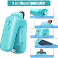 thumbnail image 2 of Mini sellador de bolsas, sellador de bolsas, mini sellador de alimentos, sellador térmico y cortador de bolsas de plástico 2 en 1, para sellador de bolsas de plástico para refrigerios (azul), 2 of 4