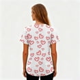 thumbnail image 4 of Hearthz Plus Size Valentine Scrubs Love Heart Pattern V Neck Short Sleeve Nurse Uniforms Stretch Women Workwear with Pockets S-5xl, 4 of 6